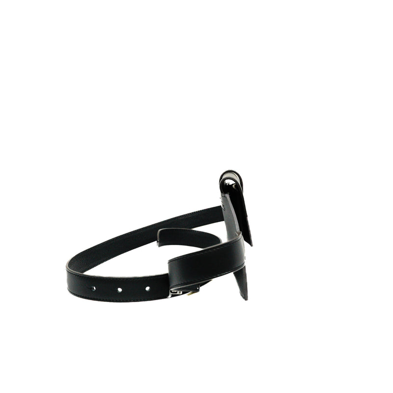 Elan Pocket 24 Black Belt In Swift Leather SHW B Stamp - L'UXE LINK