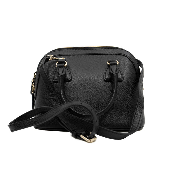 small GG Interlocking bag in black with strap GHW