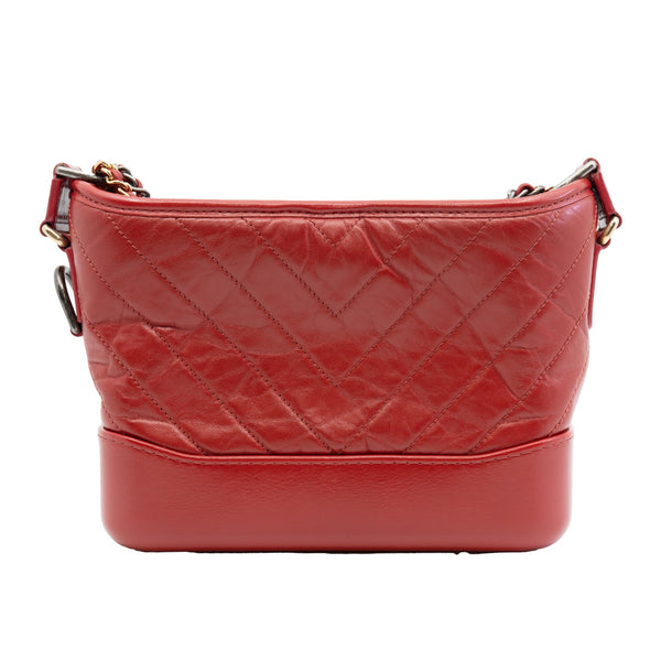 Small Gabrielle In Red Aged Calfskin Leather Hobo Bag Multicolor Hardware Seri 27 - L'UXE LINK