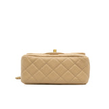 thumbnail Mini Square Cf With Pearl Crush In Lambskin Beige Seri K89CXXXX