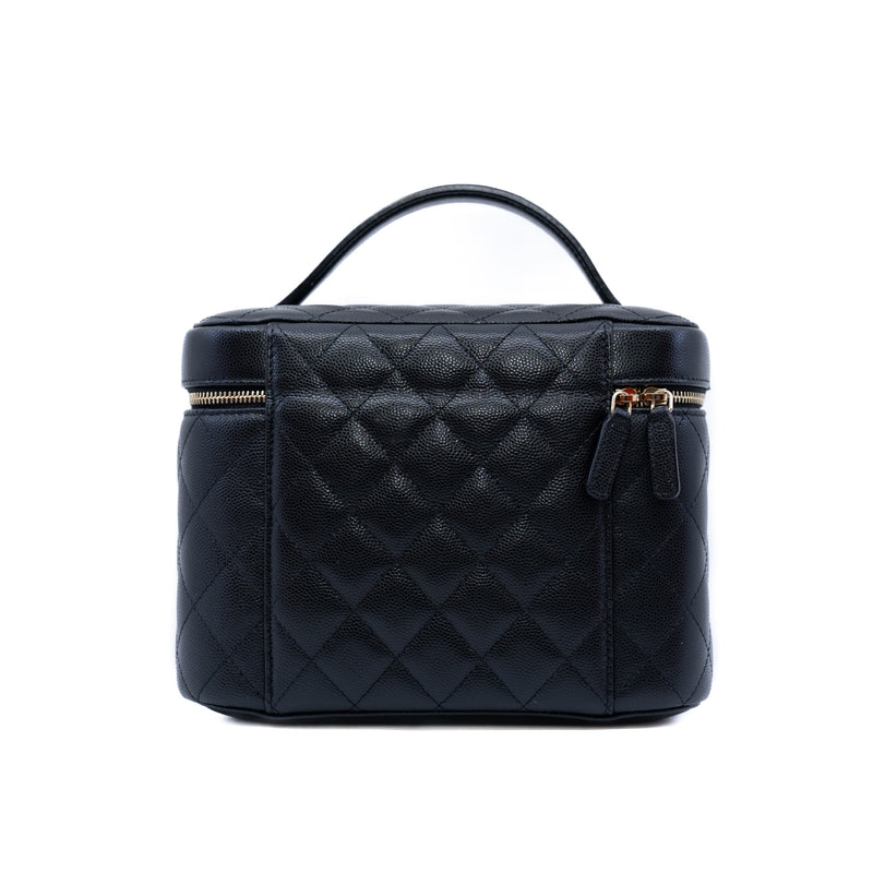 Vanity Case In Black Caviar Leather Quilted Handbag GHW Seri 28