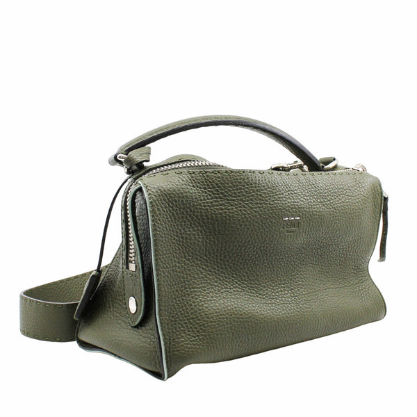 fendi lei boston bag medium  leather grey green phw - L'UXE LINK