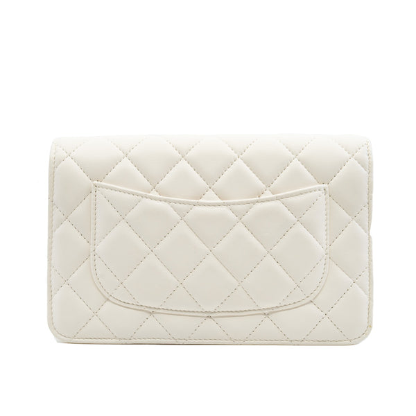 Pearl Crush In White Lambskin Wallet On Chain GHW Seri 30 - L'UXE LINK