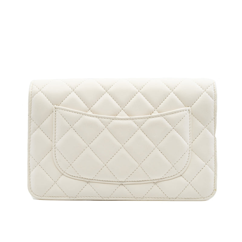 Pearl Crush In White Lambskin Wallet On Chain GHW Seri 30 - L'UXE LINK