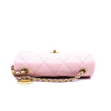 thumbnail Mini Heart Charms In Pink Lambskin Leather Quilted Flap Bag GHW Seri POU2XXXX - L'UXE LINK