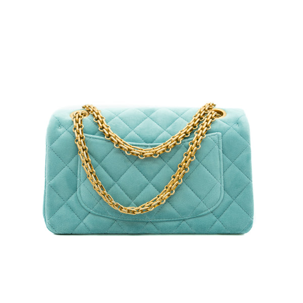 Blue Quilted Velvet Mini 2.55 Reissue 224 Flap Bag GHW Seri 29 - L'UXE LINK