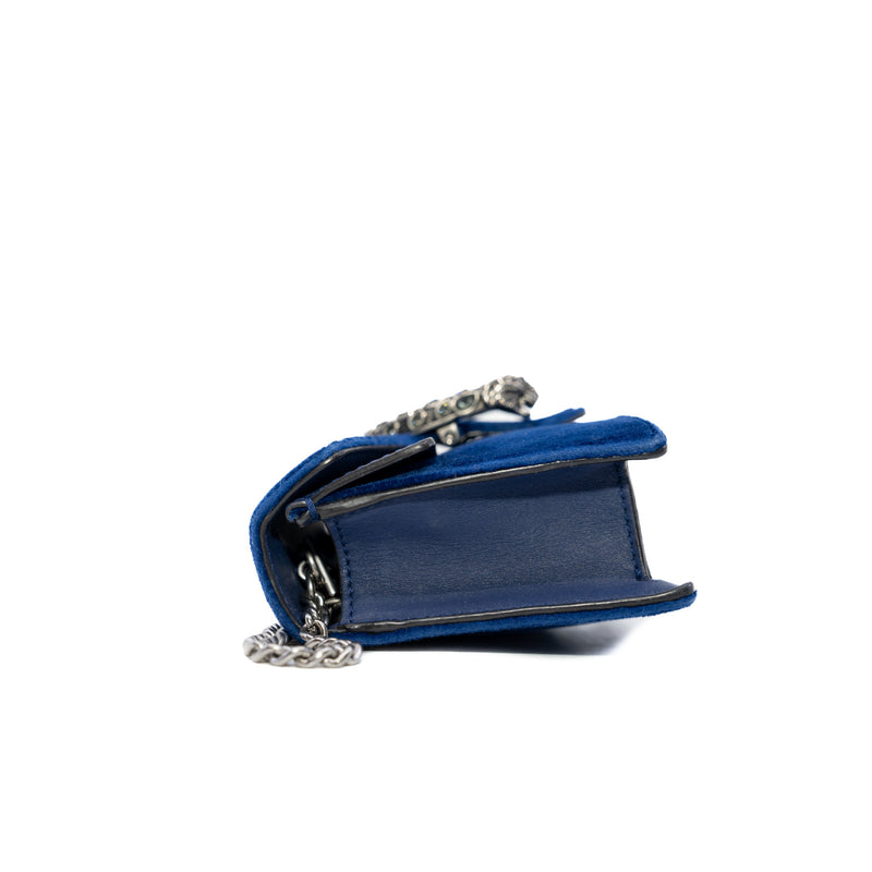 Dionysus Blue Velvet Super Mini Bag Ruthenium Hardware