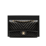 thumbnail Medium Classic Chevron In Black Lambskin Quilted Double Flap Black GHW Seri 26