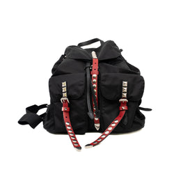 Nylon New Vela Studded backpack in black and red PHW