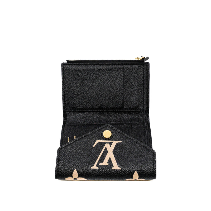 Victorine Wallet in leather black ghw