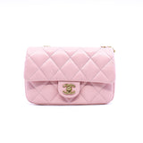 thumbnail Mini Heart Charms In Pink Lambskin Leather Quilted Flap Bag GHW Seri POU2XXXX - L'UXE LINK