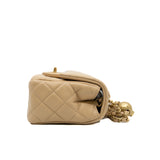 thumbnail Mini Square Cf With Pearl Crush In Lambskin Beige Seri K89CXXXX