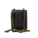 thumbnail Black Vertical Coco Beauty Vanity Case In Caviar Leather With Chain GHW Seri X2G6XXXX - L'UXE LINK