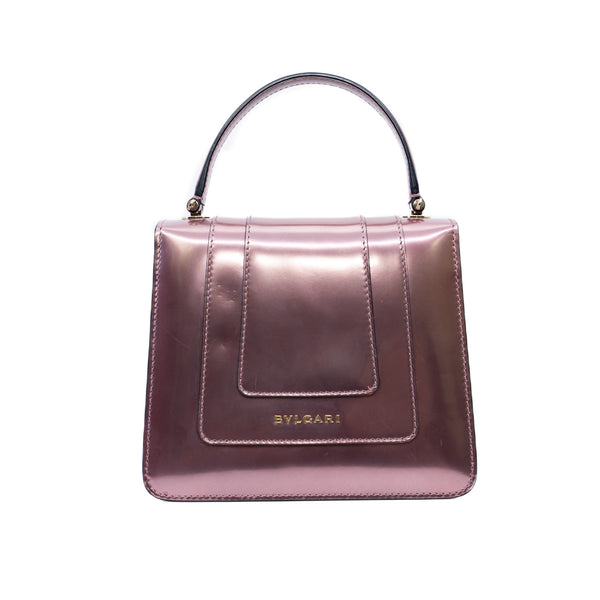 Serpenti Forever Top Handle Double Flap Bag Patent Light Pink GHW - L'UXE LINK