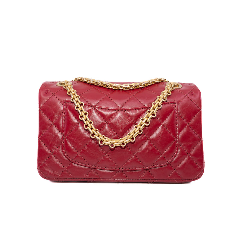 Mini Reissue 2.55 Red Aged Calfskin GHW Seri 30 - L'UXE LINK