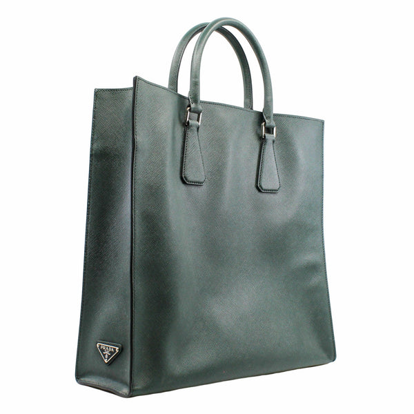 men  tote bag large green saffiano - L'UXE LINK