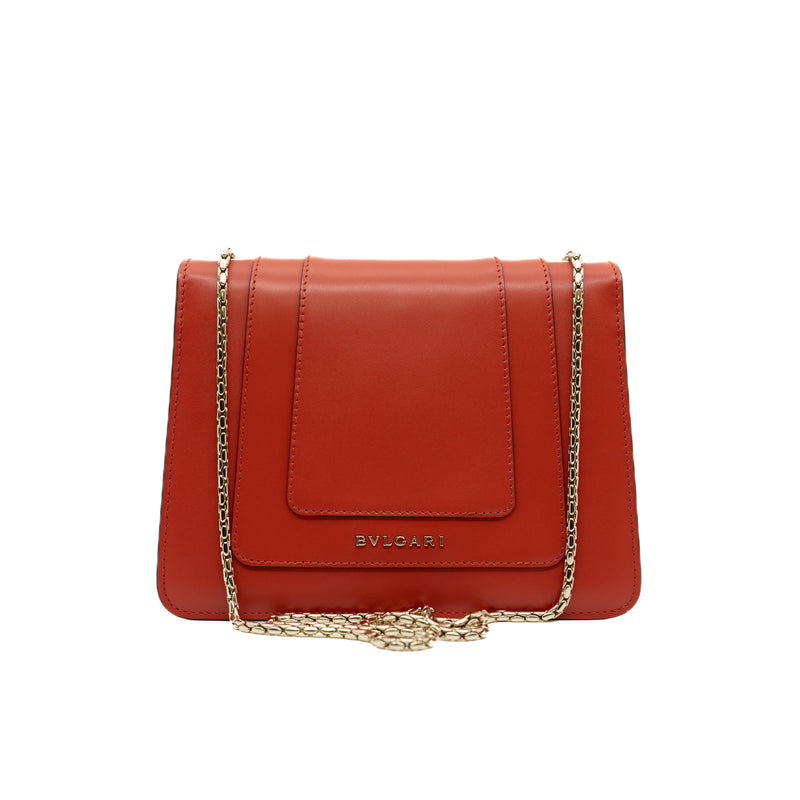 Small Serpenti Forever Calfskin Crossbody Bag In Orange Red GHW - L'UXE LINK