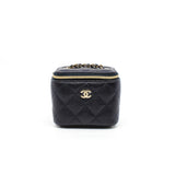 thumbnail Mini Navy Vanity Case In Caviar Leather Quilted Bag GHW With Chain Seri 29 - L'UXE LINK