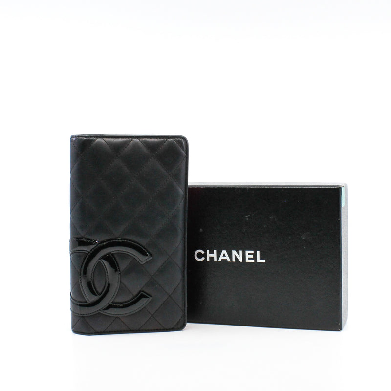 Black Quilted Leather Cambon Ligne Bifold Wallet - L'UXE LINK