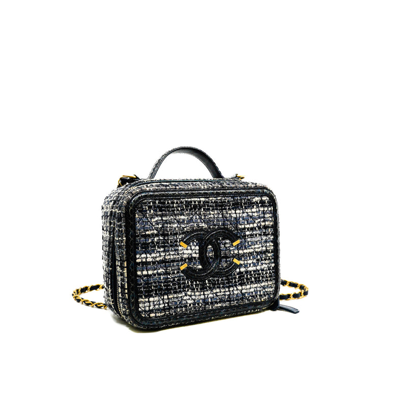 Filigree Grey/White Tweed Navy Python Vanity Case GHW Seri 25 - L'UXE LINK