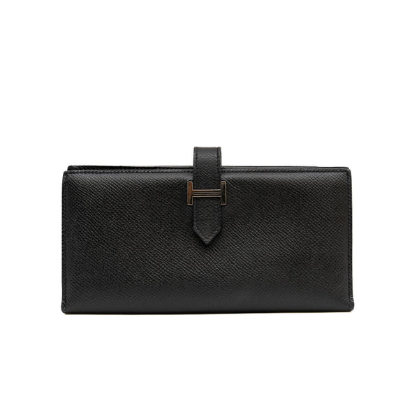 Bearn Soufflet Black Epsom Long Wallet PHW X Stamp - L'UXE LINK