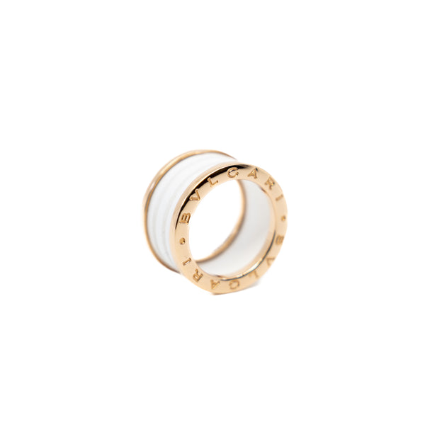 B.Zero1 Four-Band 18K Rose Gold White Ceramic Ring Size 51 - L'UXE LINK