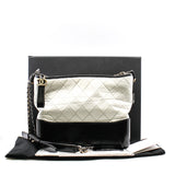 thumbnail Medium Gabrielle Quilted Aged Calfskin In White/Black Hobo Handbag Seri 25 - L'UXE LINK