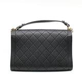 thumbnail Large Label Click In Black Calfskin Leather Quilted Top Handle Flap Bag GHW Seri 23 - L'UXE LINK