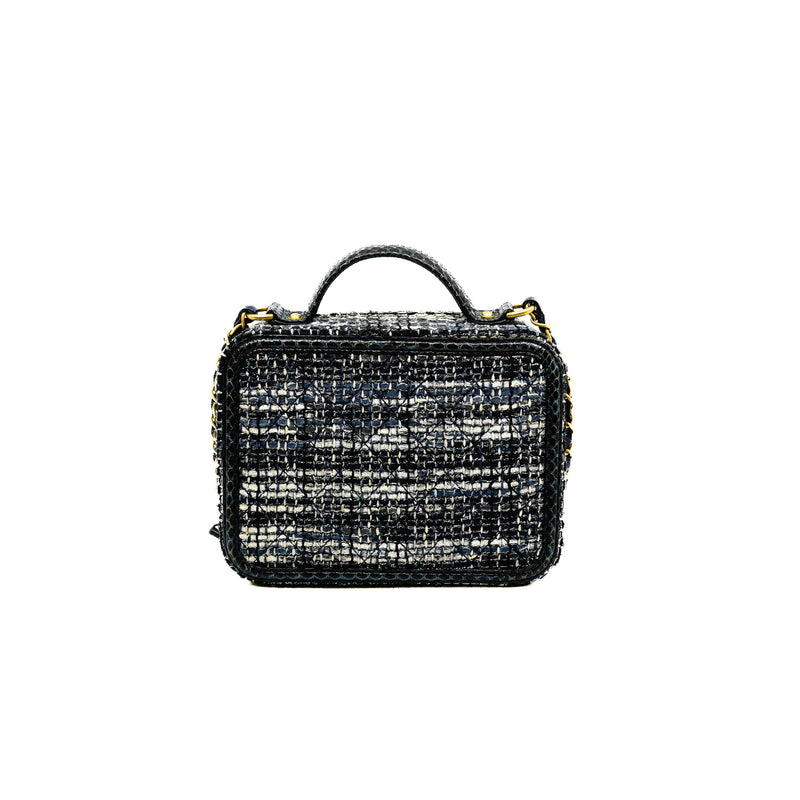 Filigree Grey/White Tweed Navy Python Vanity Case GHW Seri 25 - L'UXE LINK