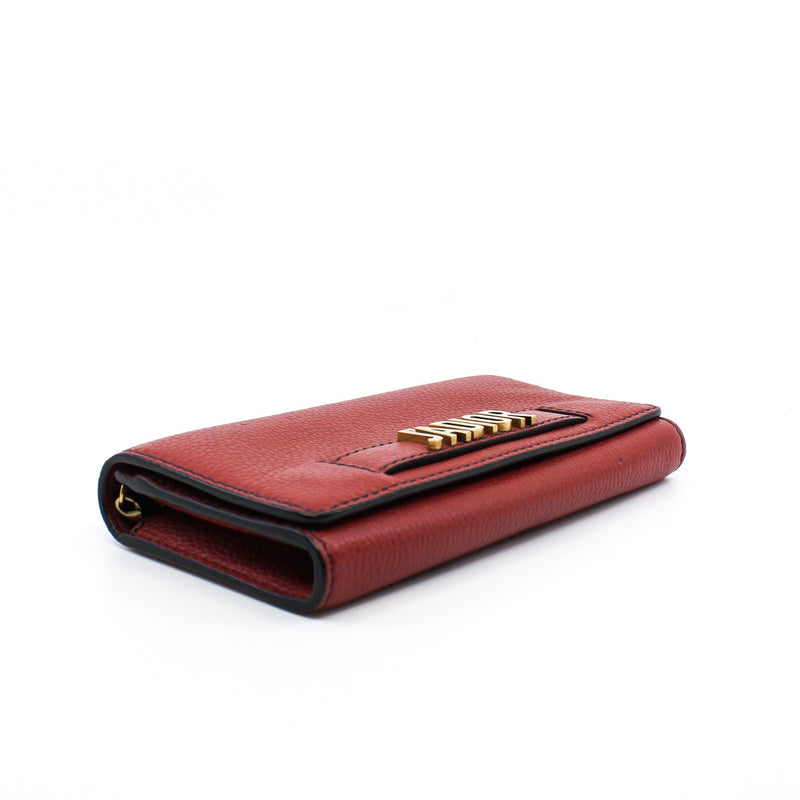 J’Adior Croisiere In Red Calfskin Leather Chain Wallet GHW - L'UXE LINK