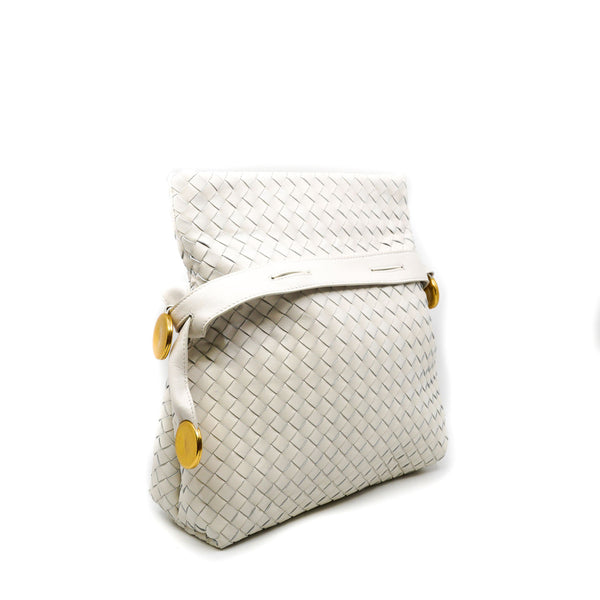 tote shoulder bag in white with strap - L'UXE LINK