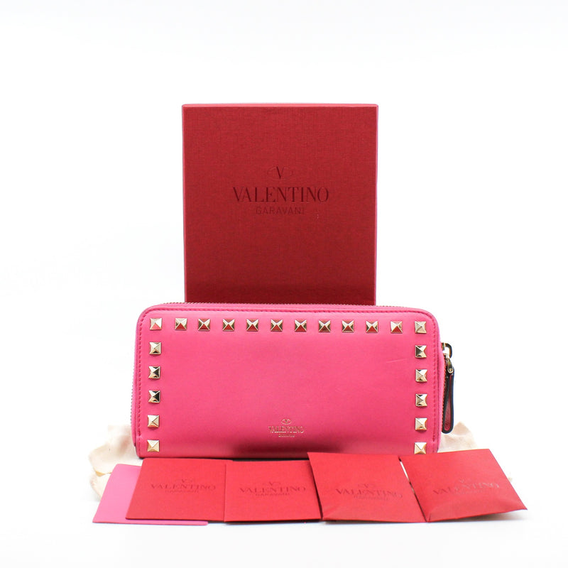 zippy long wallet pink mix gold studs