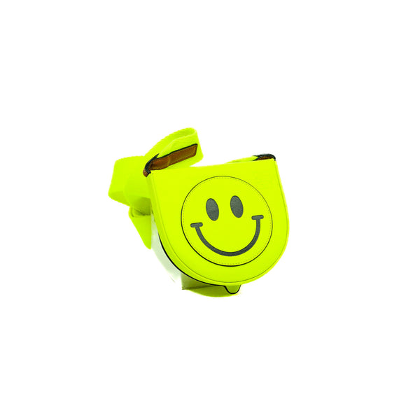 Small Neon Yellow Calfskin Ibiza Smiley Cross Body Bag