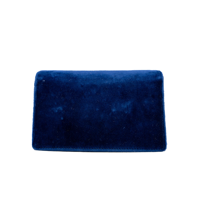 Dionysus Blue Velvet Super Mini Bag Ruthenium Hardware