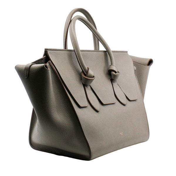 Tie Knot Tote MEDIUM Grainy Leather  GREY - L'UXE LINK