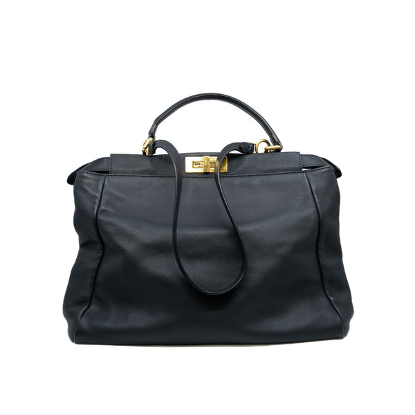 Large Peekaboo Top Handle Bag Black GHW