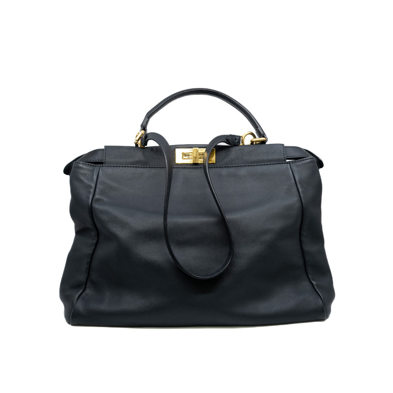 Large Peekaboo Top Handle Bag Black GHW