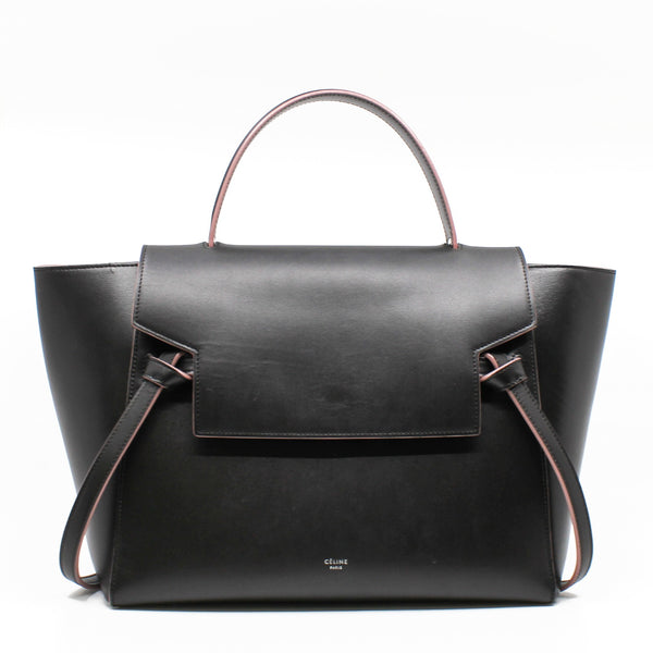 Mini Belt Bag In Smooth Calfskin Dark Brown/Pink Handbag PHW With Strap - L'UXE LINK