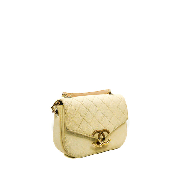 Coco Cuba Top Handle Ivory In Caviar Leather Flap Bag GHW Seri 25 - L'UXE LINK