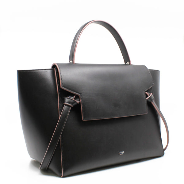 Mini Belt Bag In Smooth Calfskin Dark Brown/Pink Handbag PHW With Strap - L'UXE LINK