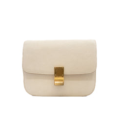 Medium Milky White Classic Box Calfskin Leather Bag GHW - L'UXE LINK