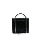 thumbnail Cinhetic Box Bag Black Top Handle In Tadelakt Leather Multi Hardware C Stamp - L'UXE LINK