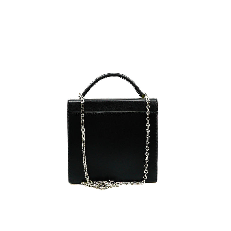 Cinhetic Box Bag Black Top Handle In Tadelakt Leather Multi Hardware C Stamp - L'UXE LINK