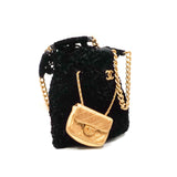 thumbnail Black Braided Velvet & Gold Metallic Lambskin Shopping Tote GHW Seri KLJLXXXX