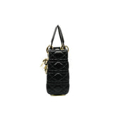 thumbnail Small Black In Satin Lady Dior With Crystal Buckle GHW With Strap - L'UXE LINK