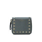 thumbnail Rockstud Zip Around Wallet In Grey Calfskin Leather GHW - L'UXE LINK