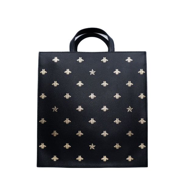 tote medium black bee calf skin ghw - L'UXE LINK