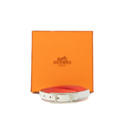 Behapi Double Tour In Leather White And L5 Crevette Bracelet PHW - L'UXE LINK