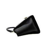 thumbnail Small Trapeze Black Calfskin and Suede Handbag GHW With Strap - L'UXE LINK