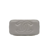 thumbnail Lambskin Quilted Pearl Crush Small Vanity Case with Chain Grey Ghw #HL3 - L'UXE LINK